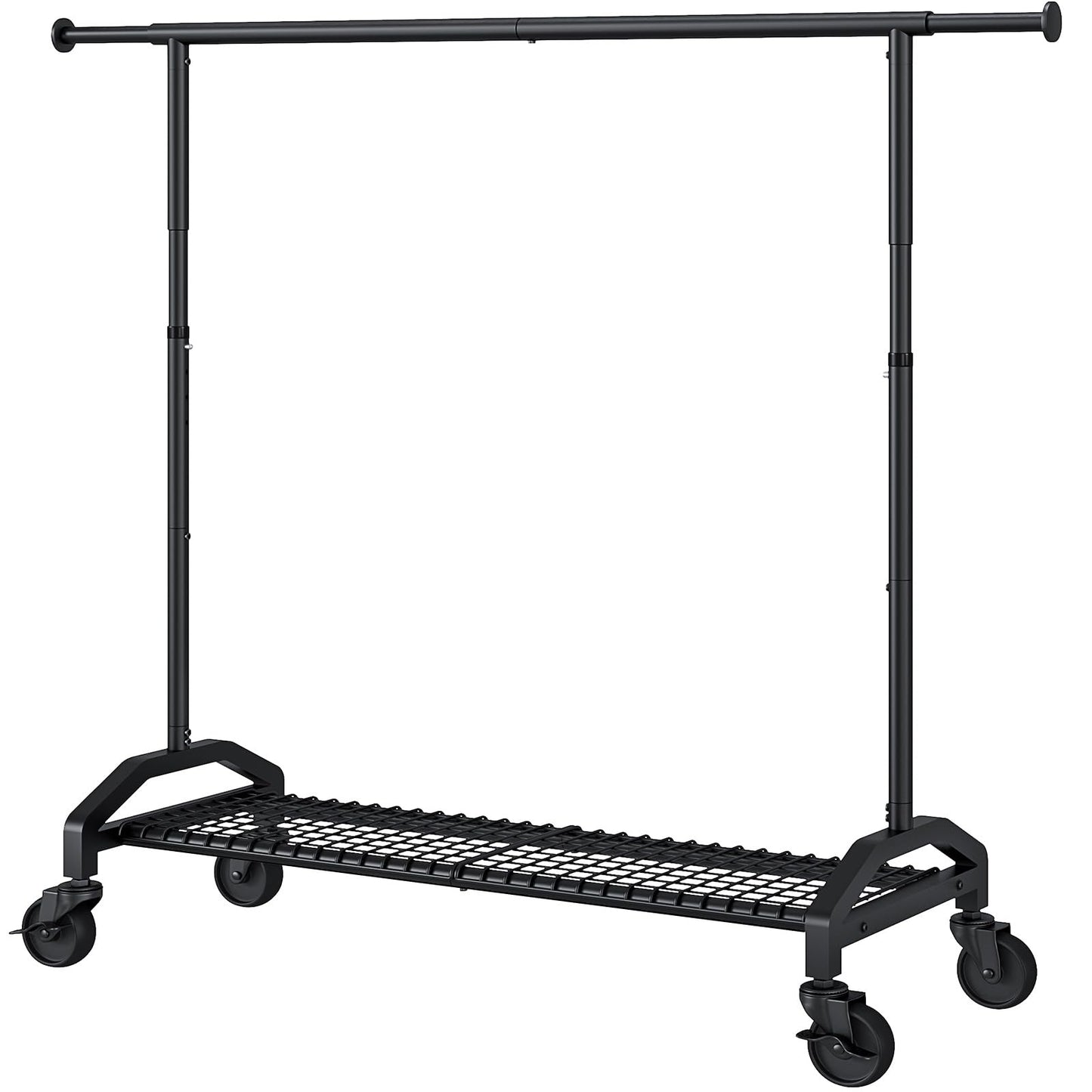 Wiracks Heavy Duty Clothes Rack for Hanging Clothes 350lbs Clothing Rack 3" industrial Wheels 51 to 71" W x 16.53" D x 65" to 71" H Adjustable Rolling Clothes Rack Coat Rack Garment Rack Black