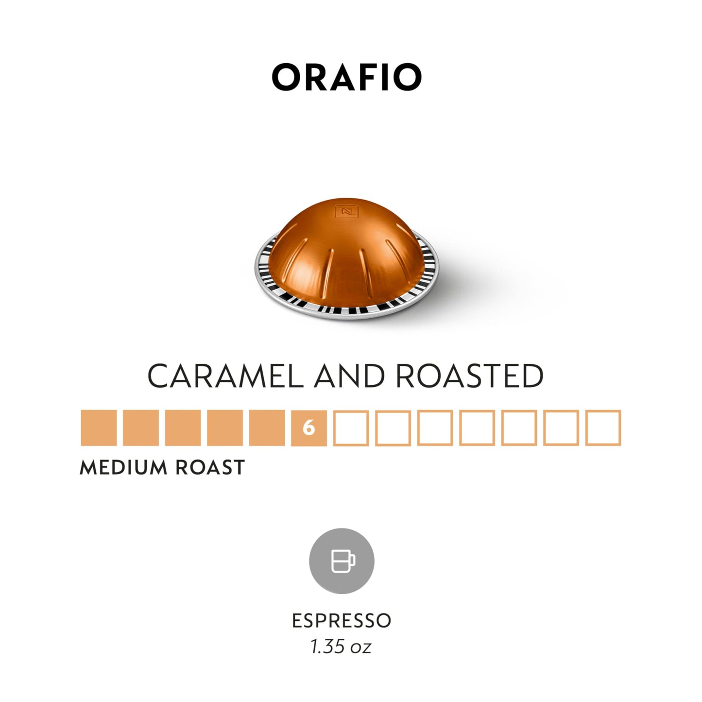 Nespresso Vertuo Orafio, Medium Roast Espresso Coffee capsules, 50 Pack