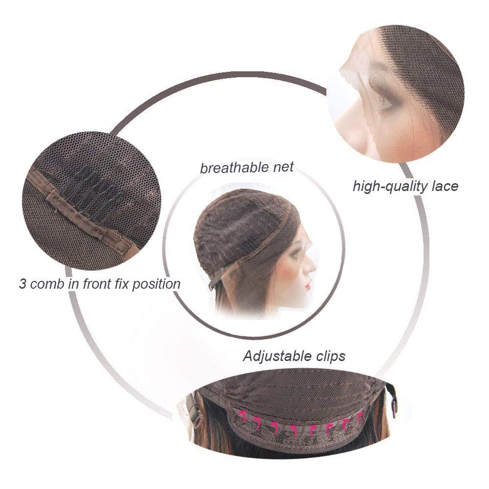 Kalisa Angle Lucky Brown Lace Front Wig for Women Synthetic Brown Long Straight Middle Part Wig Heat Resistant Fiber Glueless Makeup Cosplay Soft Wigs 26 Inch