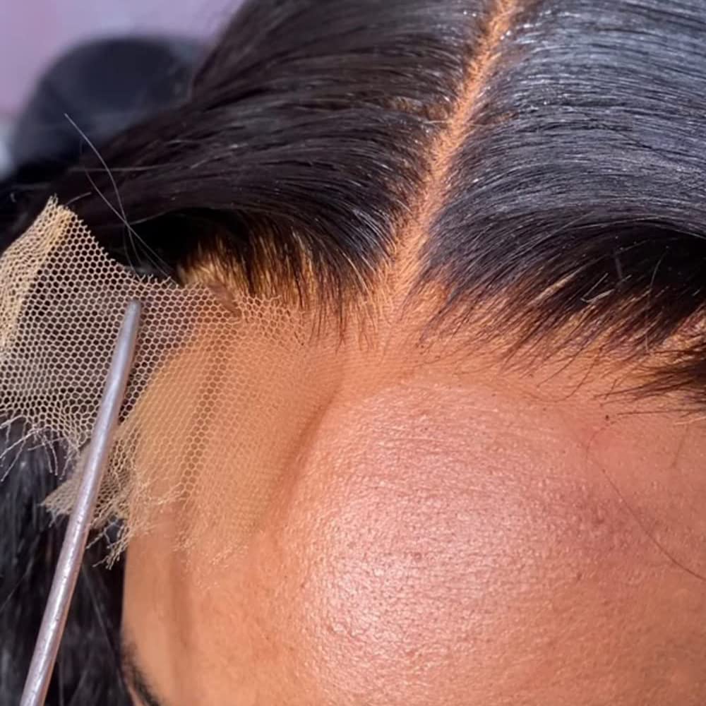 Myshinywigs Bleached Knots 5x5 Real HD Lace Closure Skinlike Straight Human Hair Closure Pre Plucked with Baby Hair Brazilian Virgin Thin Invisible 5x5 Lace Closure Serrated Edge 16 Inch Closure Only