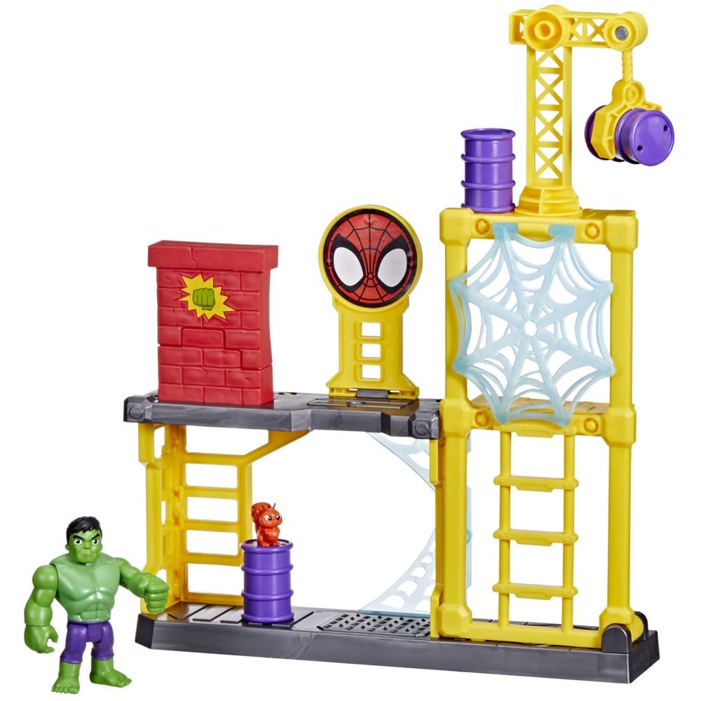 Marvel Spidey and His Amazing Friends Hulk’s Smash Yard Preschool Toy, Hulk Playset with Toppling Tower and Smash Wall, Kids Ages 3 and Up (Amazon Exclusive)