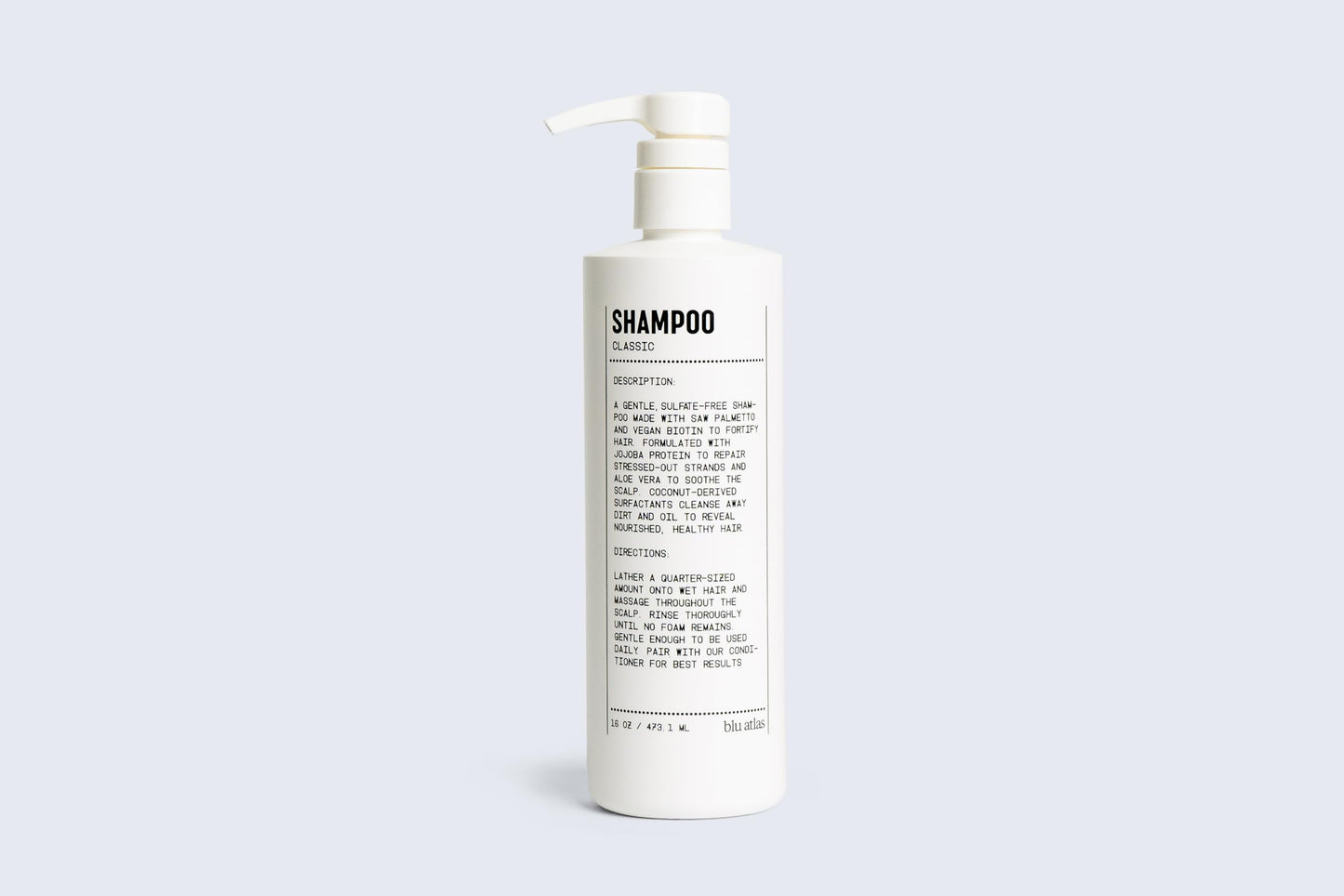 Blu Atlas Men's Natural Shampoo - For All Hair Types - Gentle Cleansing, Deep Hydrating Shampoo Vegan Sulfate and Paraben-Free- Classic Scent, 16 oz.