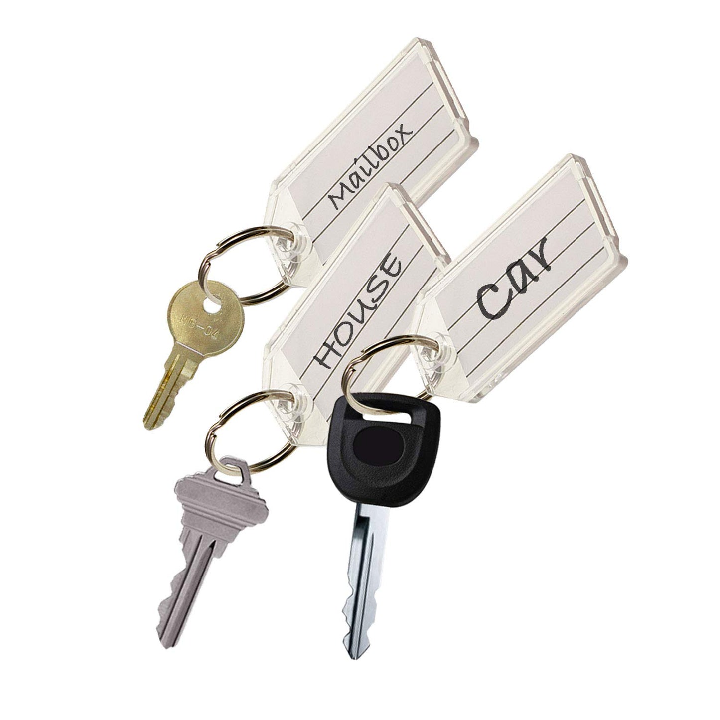 Lucky Line Extra Strength Key Tag with Split Ring, Clear, 100 Per Display Box (20400)