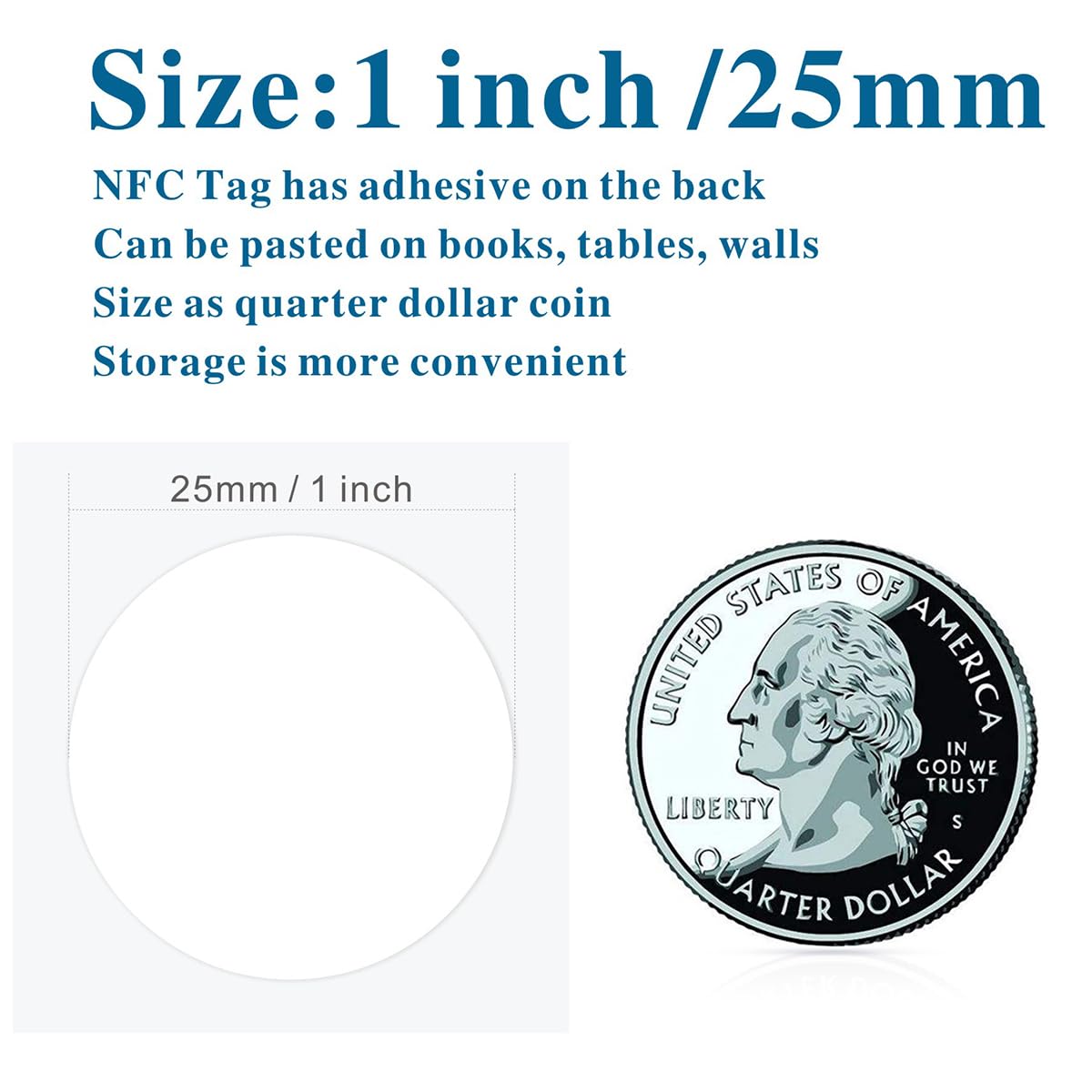 1000 pcs M-ifare Classic 1k NFC Tag Stickers 13.56mhz RFID Sticker iso 14443a RFID Sticker M-ifare 1k S50 RFID Self-Adhesive 1 inch Round