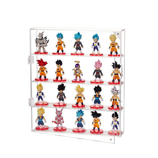 AITEE Acrylic Display Case for Mini Funko Pop Figures, Clear Wall Mounted or Desktop 4 Layer Storage Box Cabinet Organizer for Mini Toys, Collections or Stone