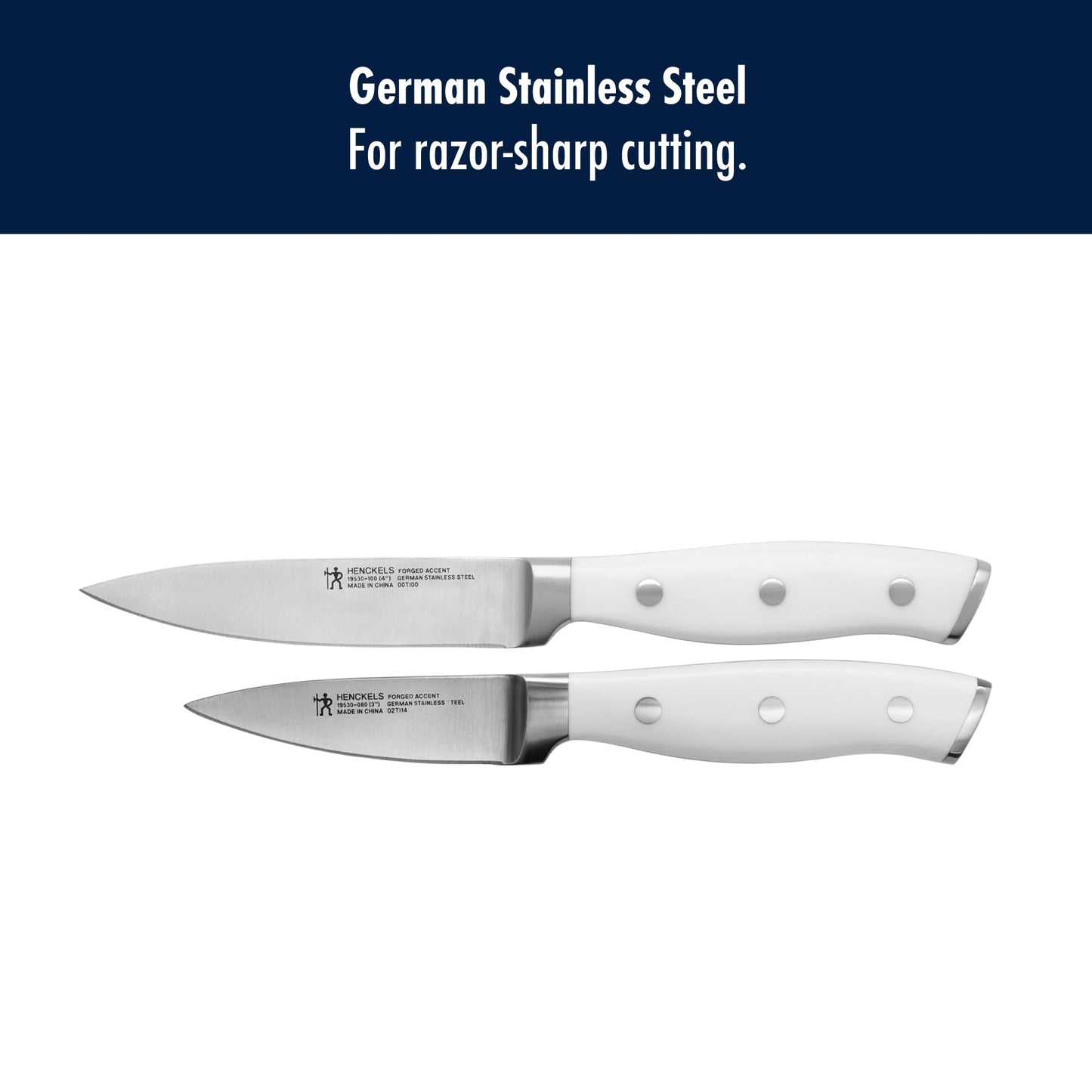 HENCKELS Forged Accent Razor-Sharp 2-pc Paring Knife Set, White Handle, German Engineered Informed by 100+ Years of Mastery