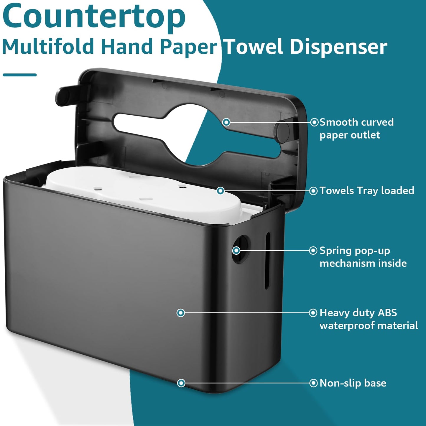 Paper Towel Dispenser Countertop, Modunful Bathroom Hand Towel Dispenser Commercial Multifold Trifold Paper Towels Dispenser for Home Kitchen Restaurant(Black)