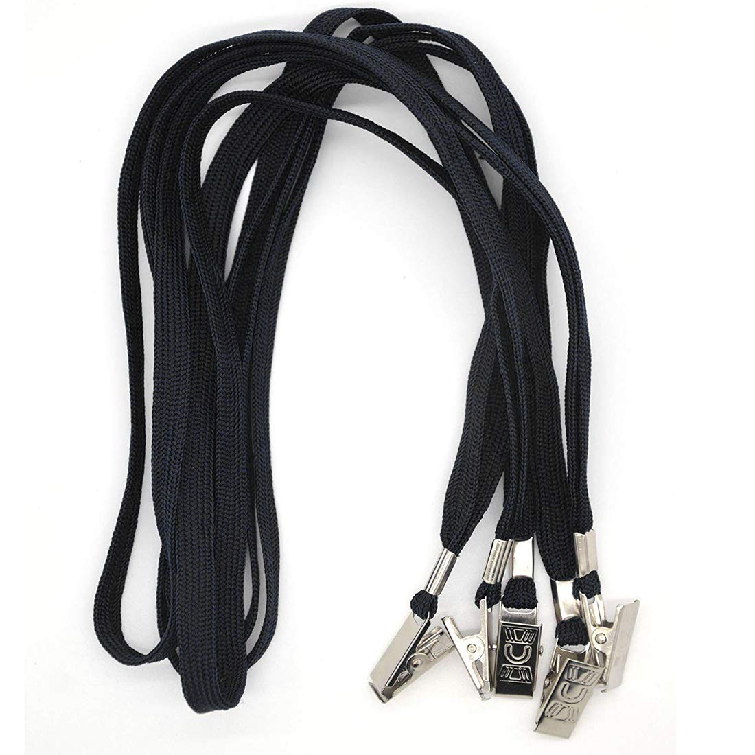 Bird Fiy Black Lanyards 100 Pack Bulk Badge Lanyards with Clip Neck Flat Lanyard with Badge Lanyard Bulldog Clip