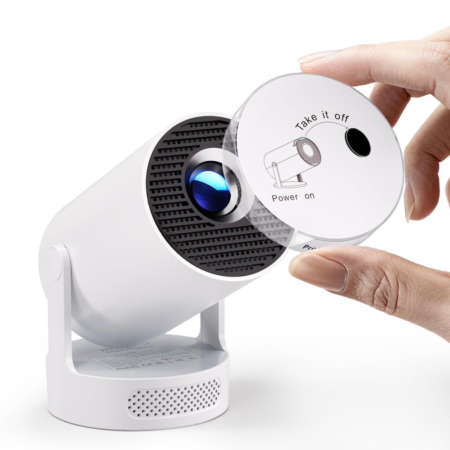 Magcubic 2025 Upgraded Mini Projector 4K support with WiFi 6 and Bluetooth 5.4, 5w Soundbase Speaker, Portable Projecteur with Auto Vertical Keystone 180° Rotatable Lens Cap for Movie Home HY300Pro+