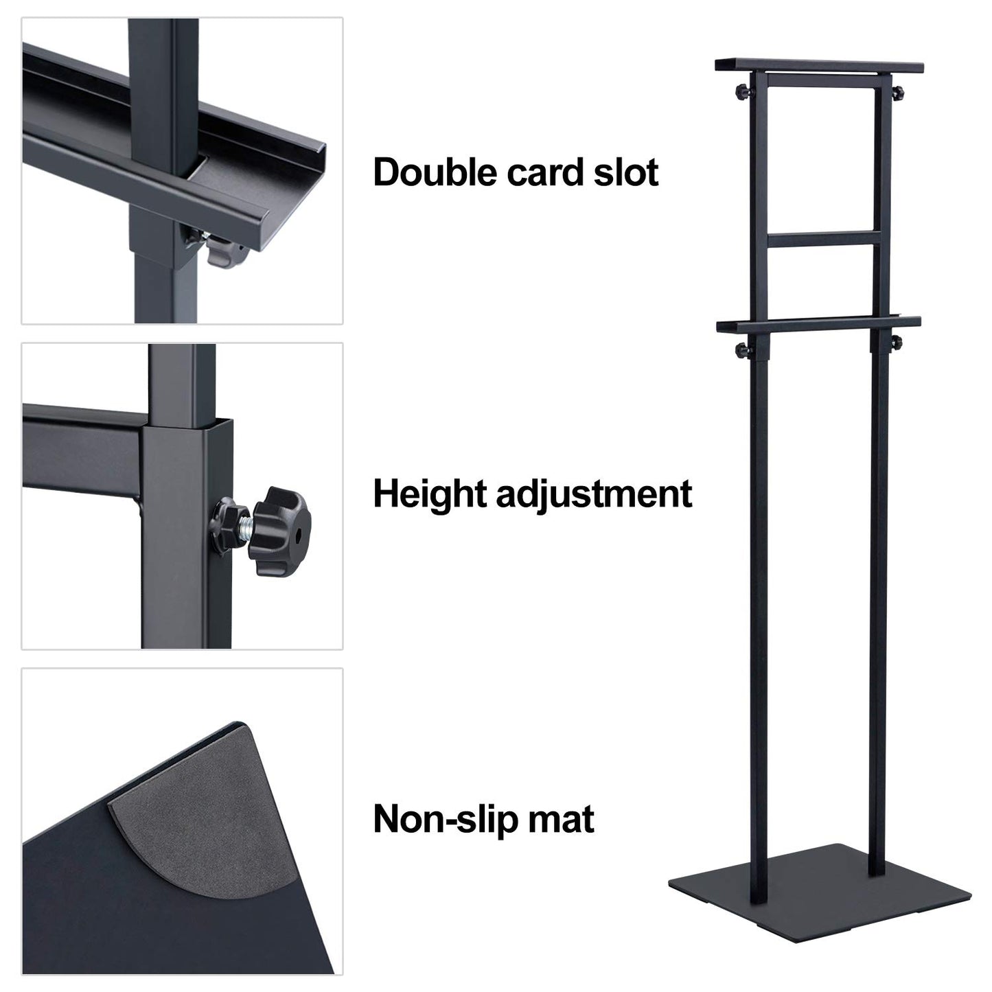 AKTOP Heavy Duty Floor Standing Sign Holder with Non-Slip Mat Base, Adjustable Banner Stand Height Up to 82.6 inch, Double-Sided Pedestal Poster Stand for Indoor Outdoor Display