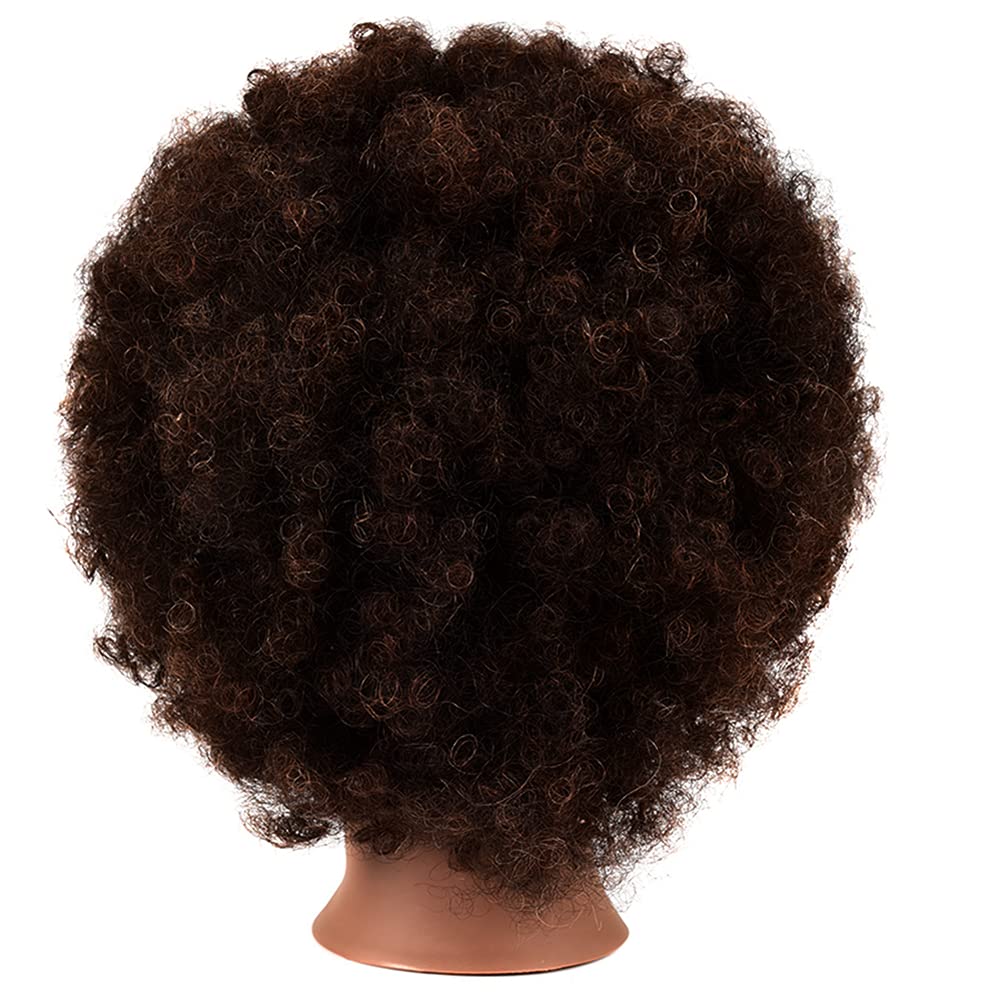 African Mannequin Head with 100% Human Hair Curly Cosmetology Manican Mannequins Heads with Stand for Display Practice Braiding Styling Training Head Hair Styling