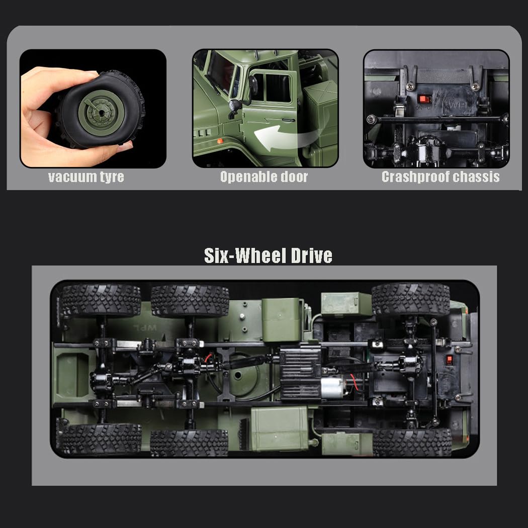XMFHANG RC Semi Truck, 2.4Ghz 6WD Remote Control Army Truck Trailer, 41.3 Inch Large Size RC Car Toy, 1/16 Scale Tractor, Remote Control Electric Transport Vehicle Toy car for boy Gifts