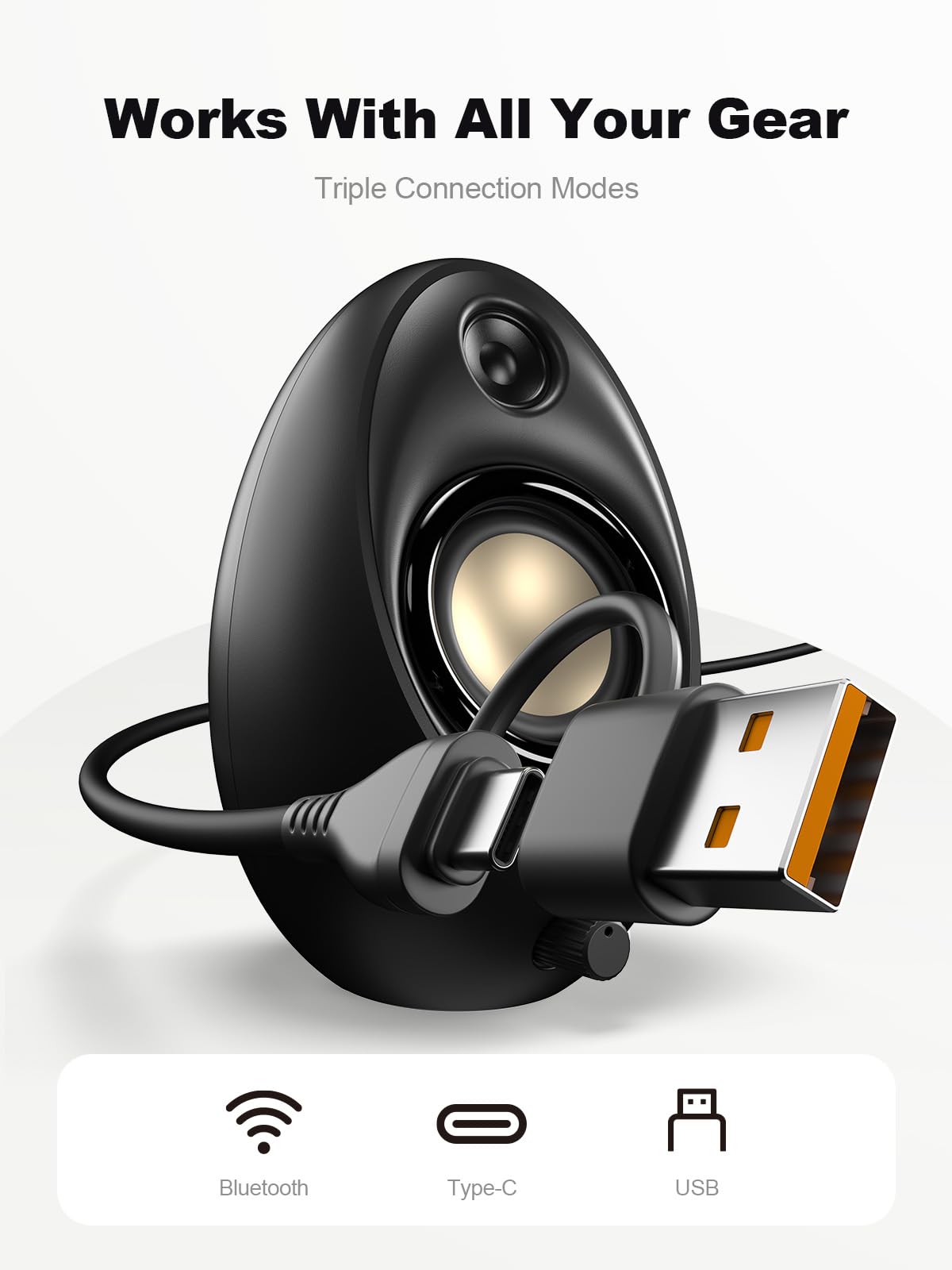 Bluedee Computer Speakers for Desktop PC, 20W Peak Power Bluetooth 5.4 USB/USB-C Powered PC Speakers with RGB Glow, Plug & Play Clear Stereo Sound with Enhanced Bass for Desktop, Laptop & Home Office