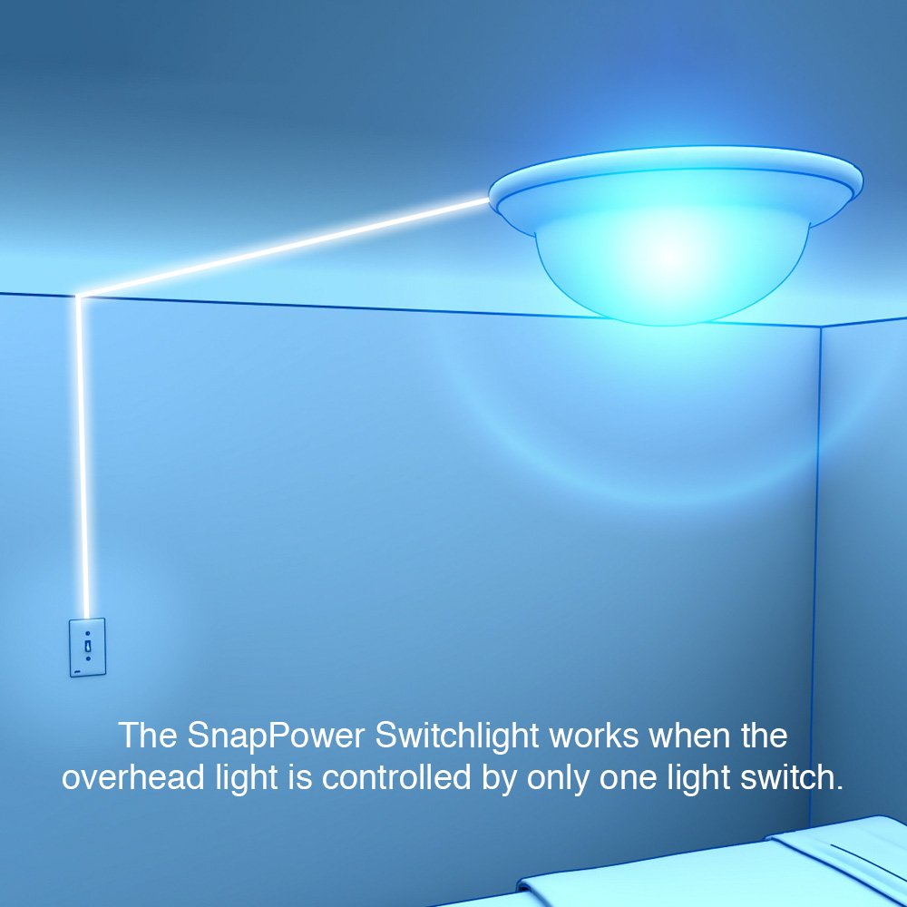 2 Pack - SnapPower SwitchLight - LED Night Light - for Single-Pole Light Switches - Switch Plate with LED Night Lights - Adjust Brightness - Auto On/Off Sensor - (Toggle, White)