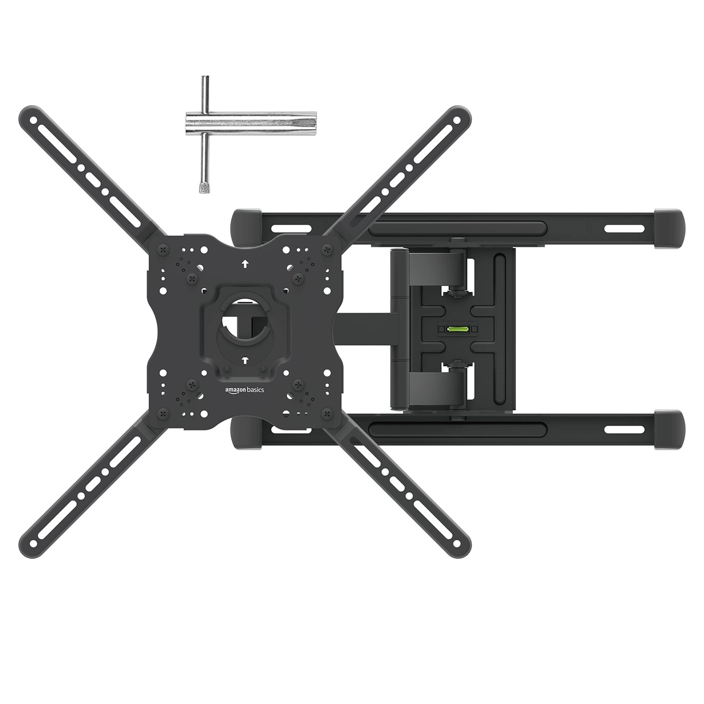 Amazon Basics Full Motion TV Wall Mount with Horizontal Post Installation Leveling for 32 to 86 inch TVs, Black