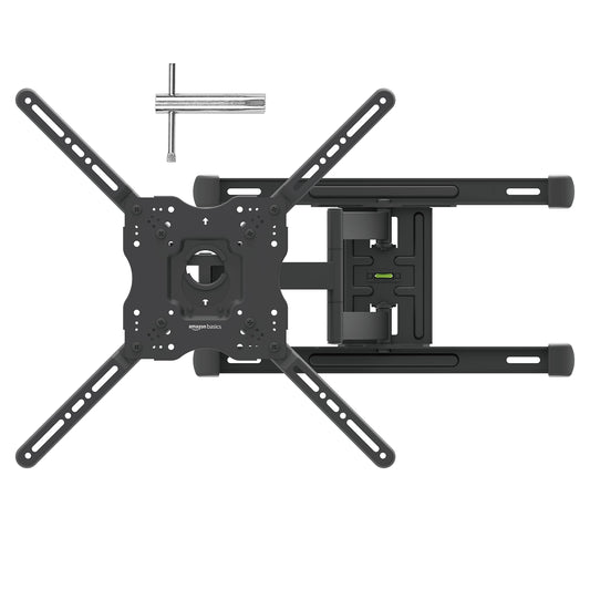 Amazon Basics Full Motion TV Wall Mount with Horizontal Post Installation Leveling for 32 to 86 inch TVs, Black