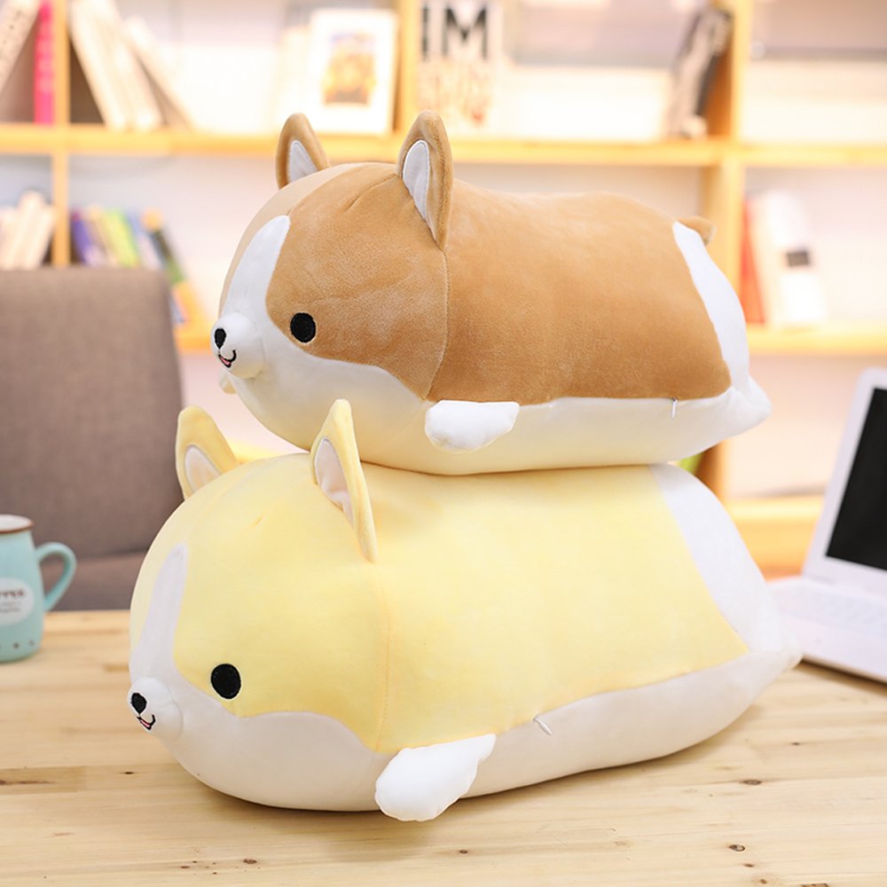 (45cm , Brown) - Levenkeness Corgi Dog Plush Pillow, Soft Cute Shiba Inu Akita Stuffed Animals Toy Gifts (brown, 45cm )