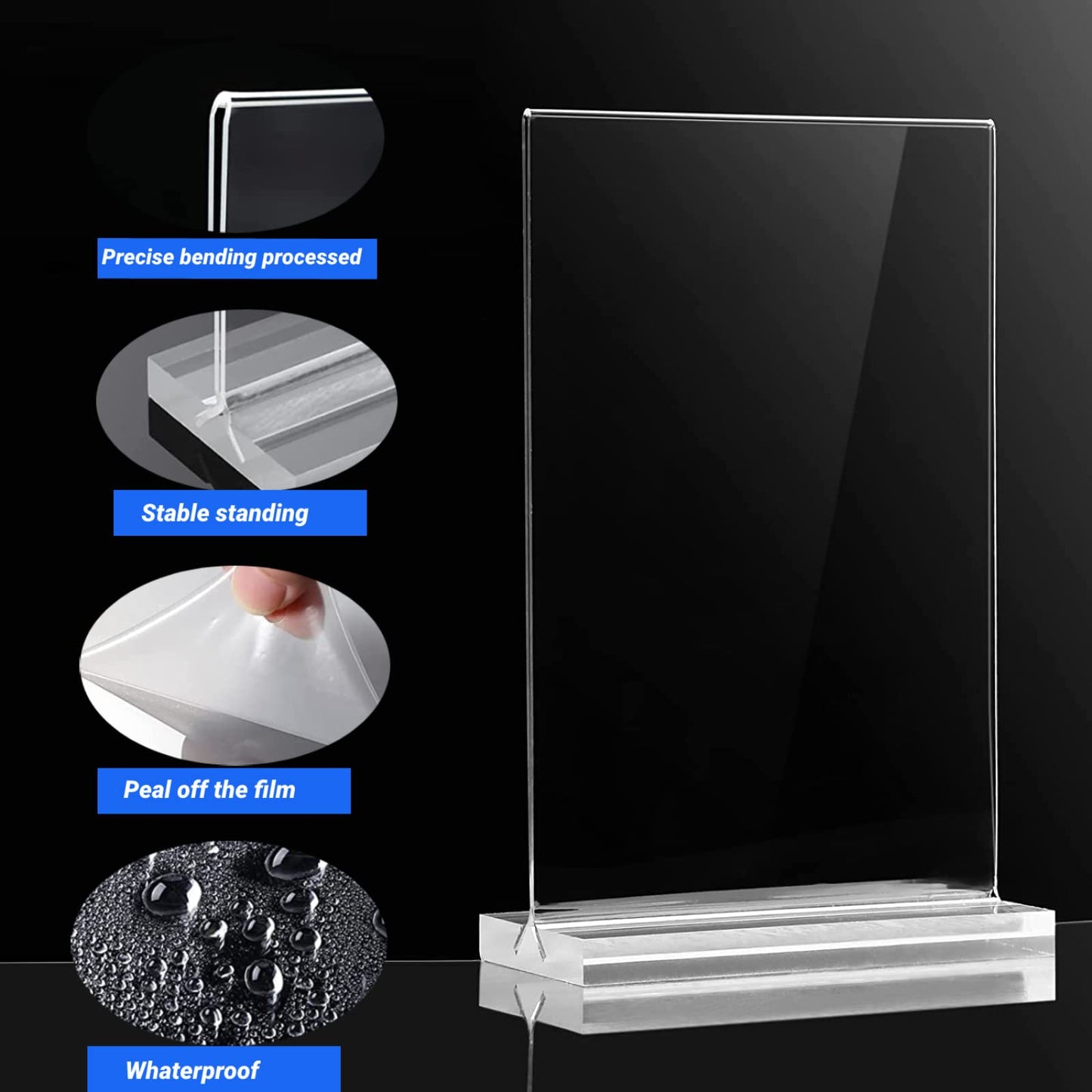 4 Pack 11 x 17 Inches Large Acrylic Sign Holder Clear T Shaped Sign Holder Table Photo Menu Display Stand Double Sided Picture Flyer Sign Holder for Office Store Restaurant (4, 11 x 17 Inches)