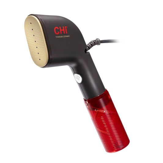 CHI Collapsible Travel 2-in-1 Handheld Garment Steamer & Steam Iron for Clothes, Large 120 ml Water Tank For up to 6 Minutes of Use, Collapses for Compact Storage, Fast Heatup, 10’ Cord, Black (11611)