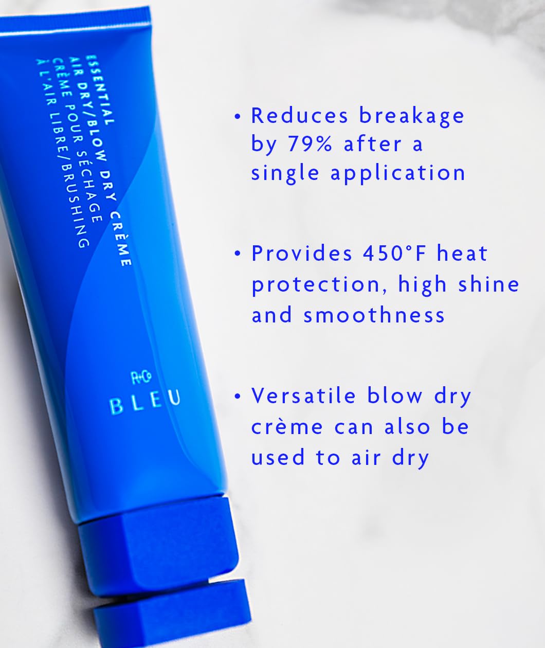 R+Co BLEU Essential Air Dry Blow Dry Creme | Lightweight Heat Protectant Styling Cream for Frizz Control + Hydration & Shine | Nourishing Hair Smoother for All Hair Types