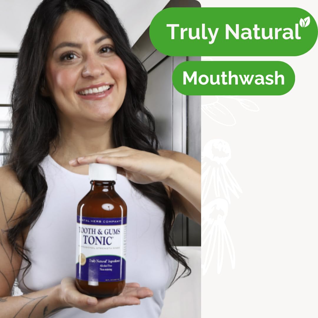 Dental Herb Company Tooth & Gums Tonic Oral Rinse – Natural Professional Strength Mouthwash with Essential Oils & Herbs for Gum Health, Bad Breath & Gum Irritation – Alcohol-Free, 18 oz. (2 Bottles)