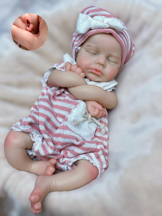 Abenduot 13inch Can Open Mouth Full Body Silicone Baby Doll Realistic Soft Silicone Newborn Girl Dolls Anatomically Correct - Loulou