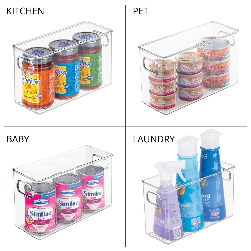 iDesign Slim Clear Plastic Storage Bin, Tall Narrow Organizer for Kitchen, Fridge, or Pantry, 4-Pack
