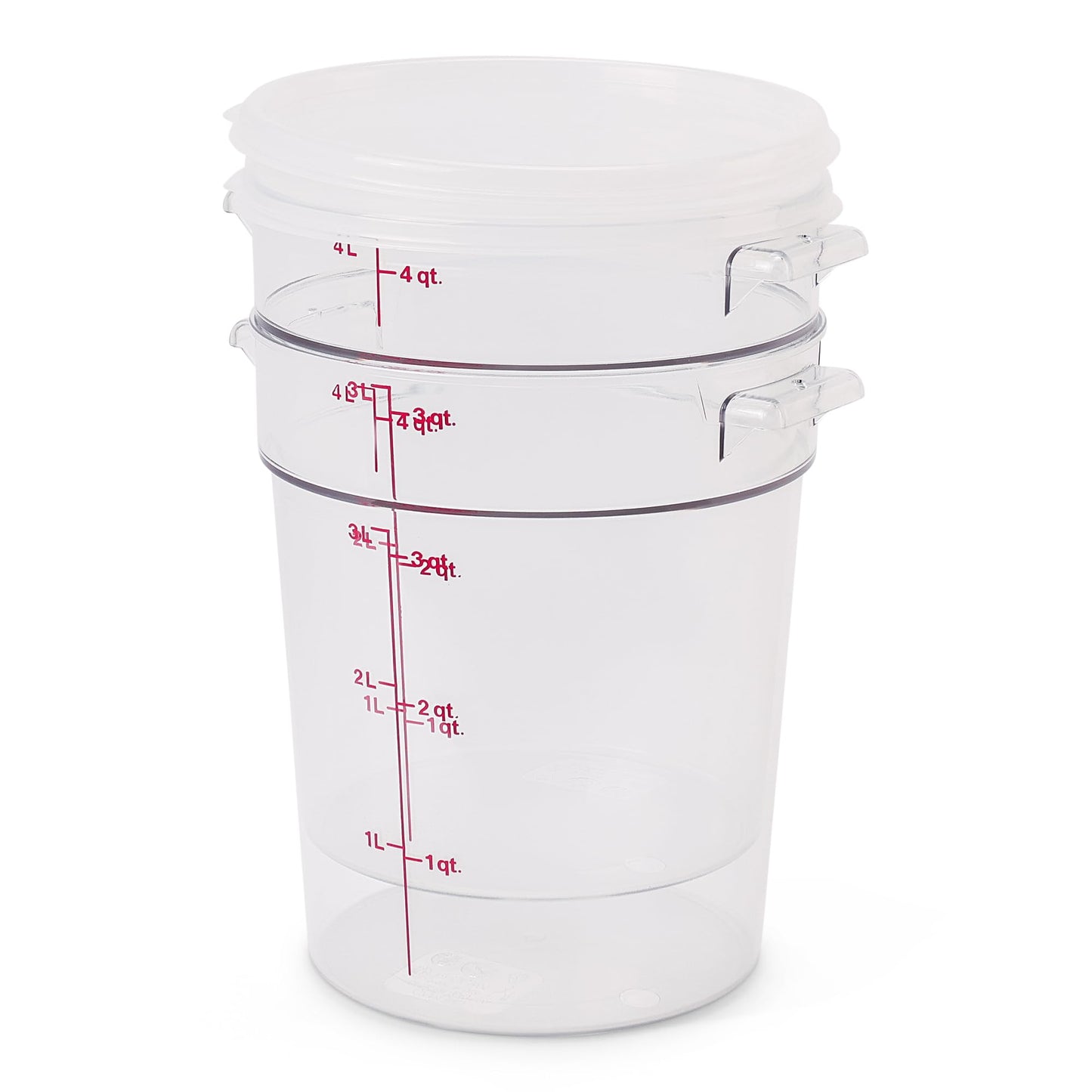 Cambro Food Storage Container with Lid (2 Pack) - Round Series - 4 QT (Quart) - Commercial Grade for Food Prep (Clear)