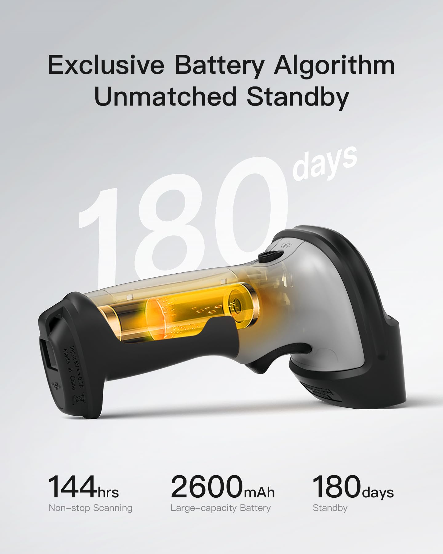 Inateck Bluetooth Barcode Scanner, 1 Charge 180 Days Standby, 35m Range, Automatic Fast and Precise scanning, BCST-70