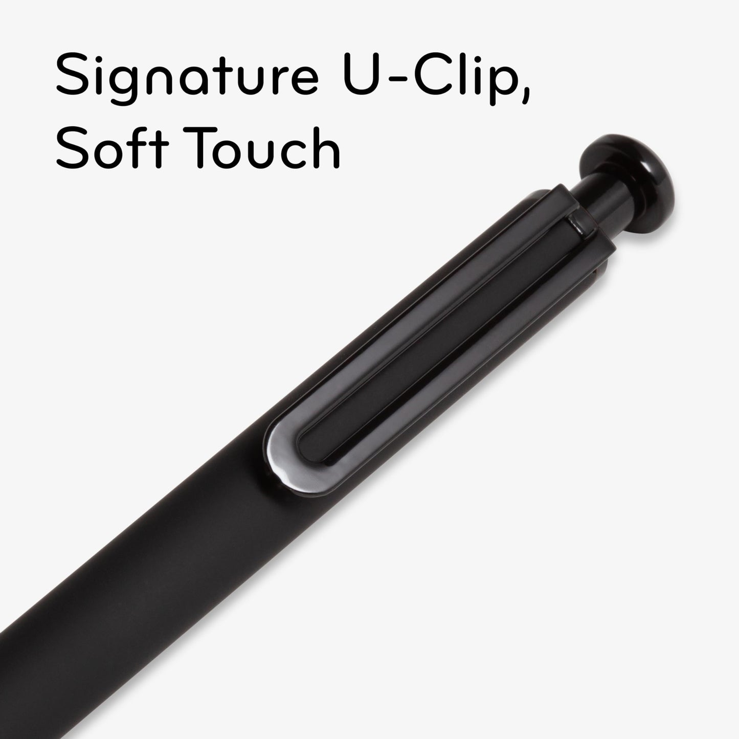 U Brands Monterey Soft Touch Ballpoint Pen, Retractable, Medium 1 Mm, Black Ink, Midnight Barrel, 12/pack