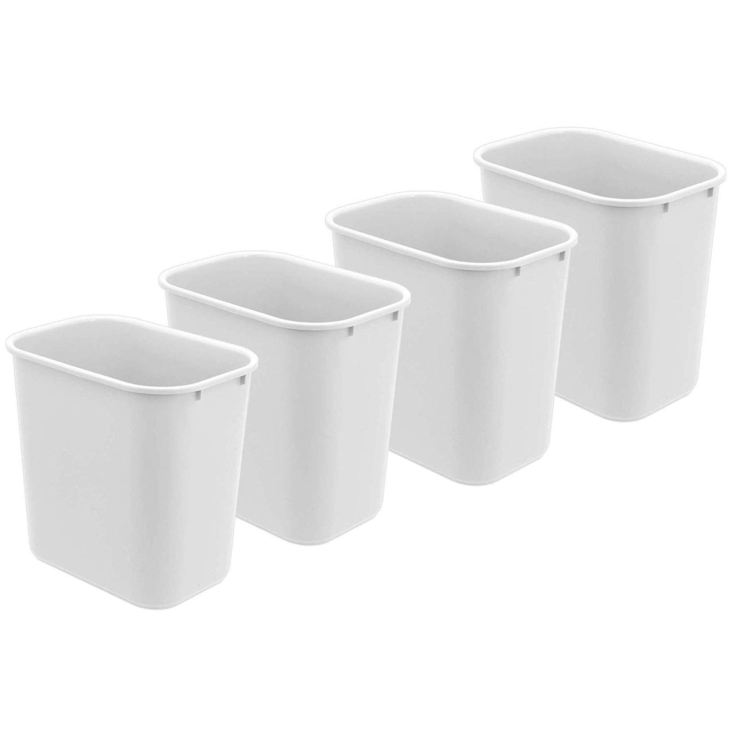 Acrimet Wastebasket, Deskside Bin, 6.75 Gallon/ 27 Quart/ 24 Liter, Trash Waste Can (Plastic) (White Color) (Set of 4)