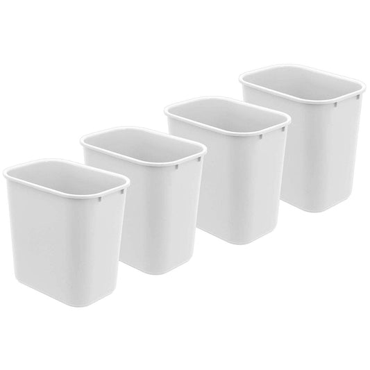 Acrimet Wastebasket, Deskside Bin, 6.75 Gallon/ 27 Quart/ 24 Liter, Trash Waste Can (Plastic) (White Color) (Set of 4)