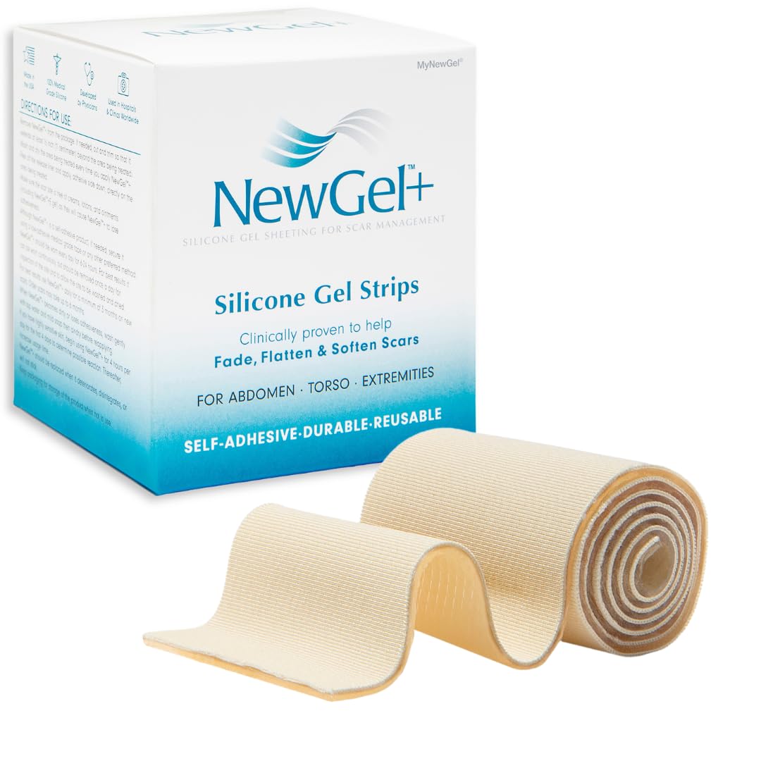 NewGel Advanced Silicone Professional Scar Treatment Tape by MyNewGel, Ultra-Thick, for Abdomen, C-Section, Keloids, Burns, Reusable, 2" x 24" Strip - Beige
