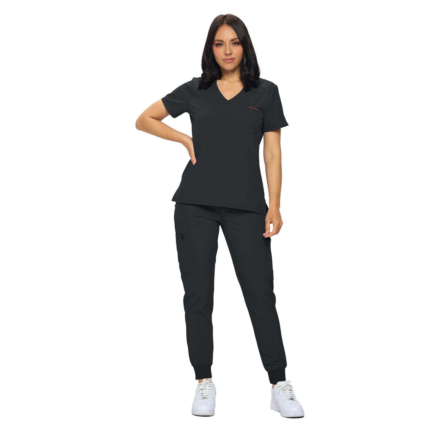 MONARCH UNIFORMS Slim Fit Stretchy Scrubs Women's Jogger Scrub Set Slim Jogger Scrubs with Tuck-In Top for Women