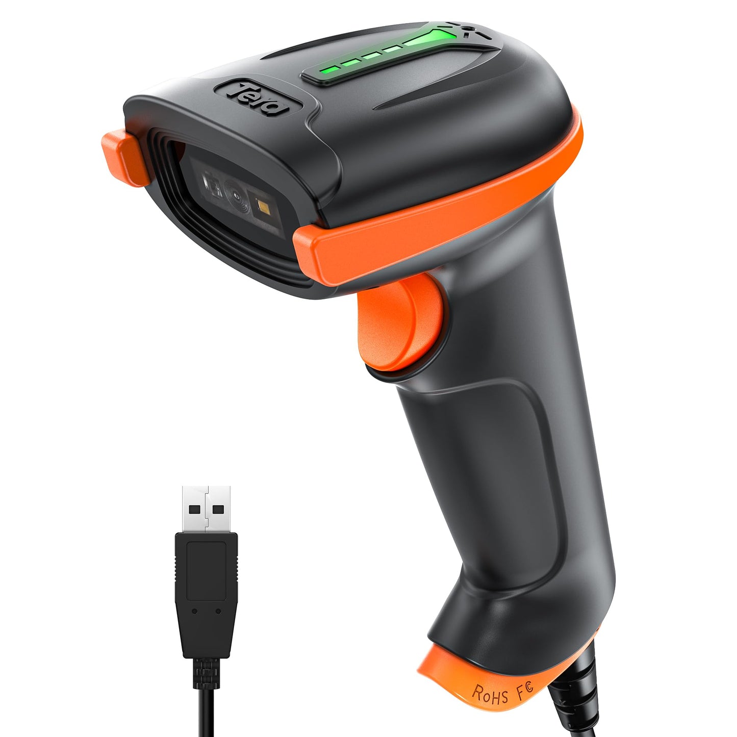 Tera Upgraded USB 1D 2D QR Barcode Scanner Wired, Officially Certified Dustproof Shockproof Waterproof IP65 Ergonomic Handle Fast and Precise Scan for Windows Linux Plug and Play Model D5100Y