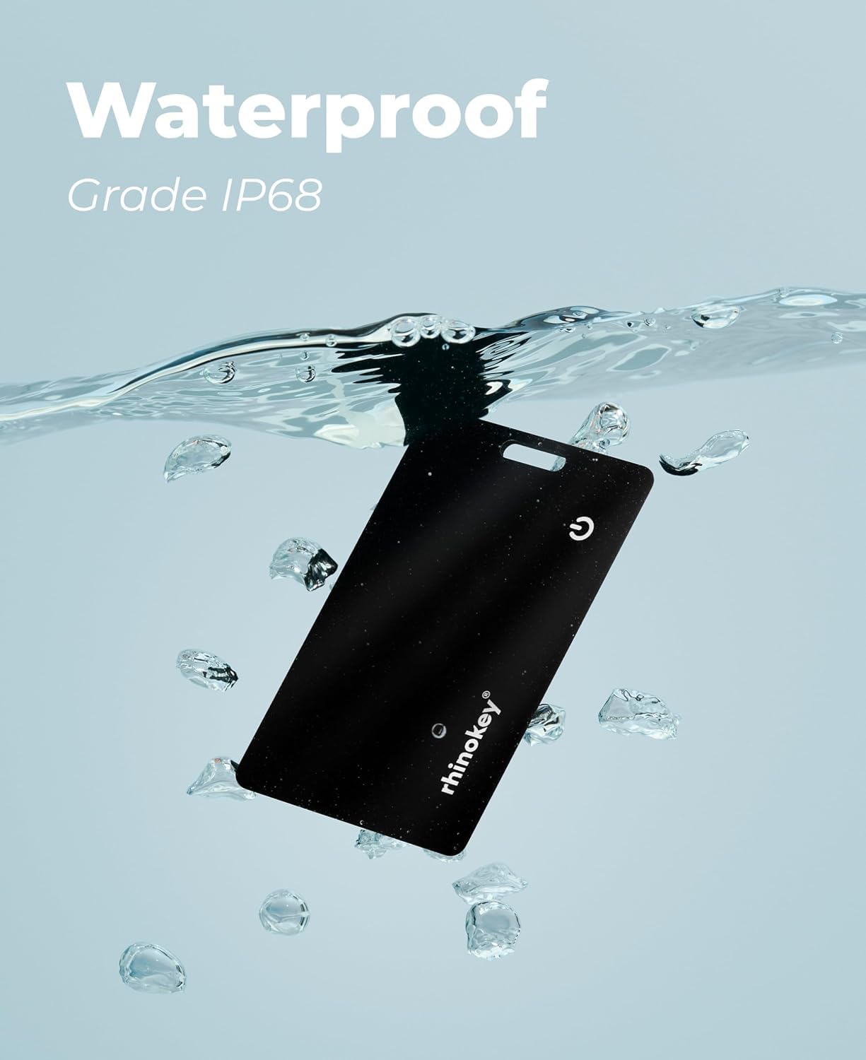 Rhinokey Apple MFi Certified Wallet Tracker Card Works with Apple Find My (iOS Only) Slim 0.07in Rechargeable IP68 Waterproof Tracker Item Finder AirTag Card with Keychain Hole Mens Valentines Gifts