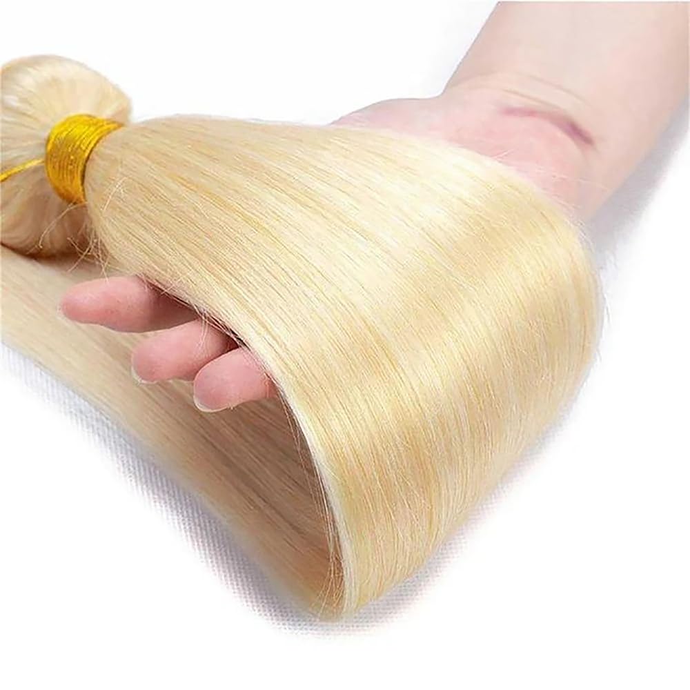 MSTOXIC 613 Bundles Blonde Bundles Human Hair 22 Inch 613 Straight Human Hair 1 Bundles 12A Grade Unprocessed Brazilian Virgin Human Hair Weave Extensions For Women (Single Bundles Human Hair)