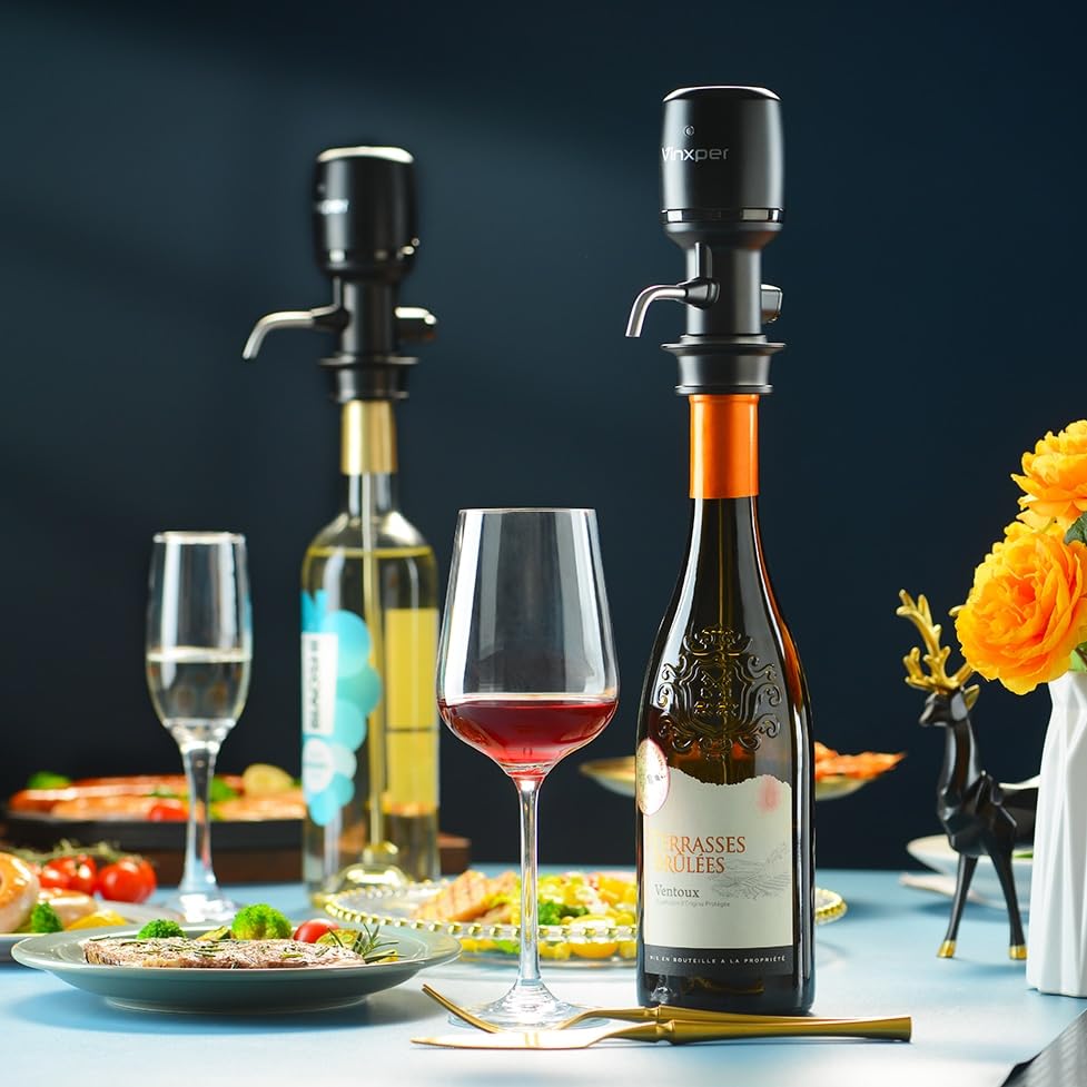 Wine Aerator for Instant Decanting (Upgraded) - No Waiting Time, Wine Decanter & Wine Dispenser 2 in 1, Rechargeable Electric Wine Aerator with One-Touch Pour Design, Ideal Dad Gift & Wine Accessories