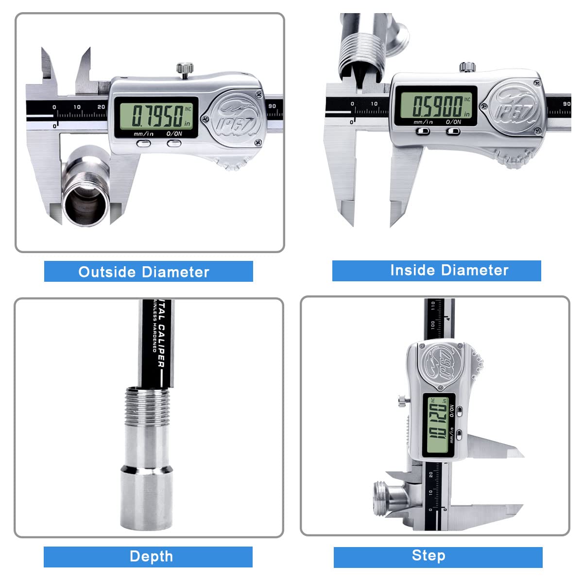 Kynup Digital Caliper, Calipers Measuring Tool with IP67 Waterproof, Extreme Accuracy, Stainless Steel Design, Auto Power Off, Switch from Inch Metric (6Inch/150MM)