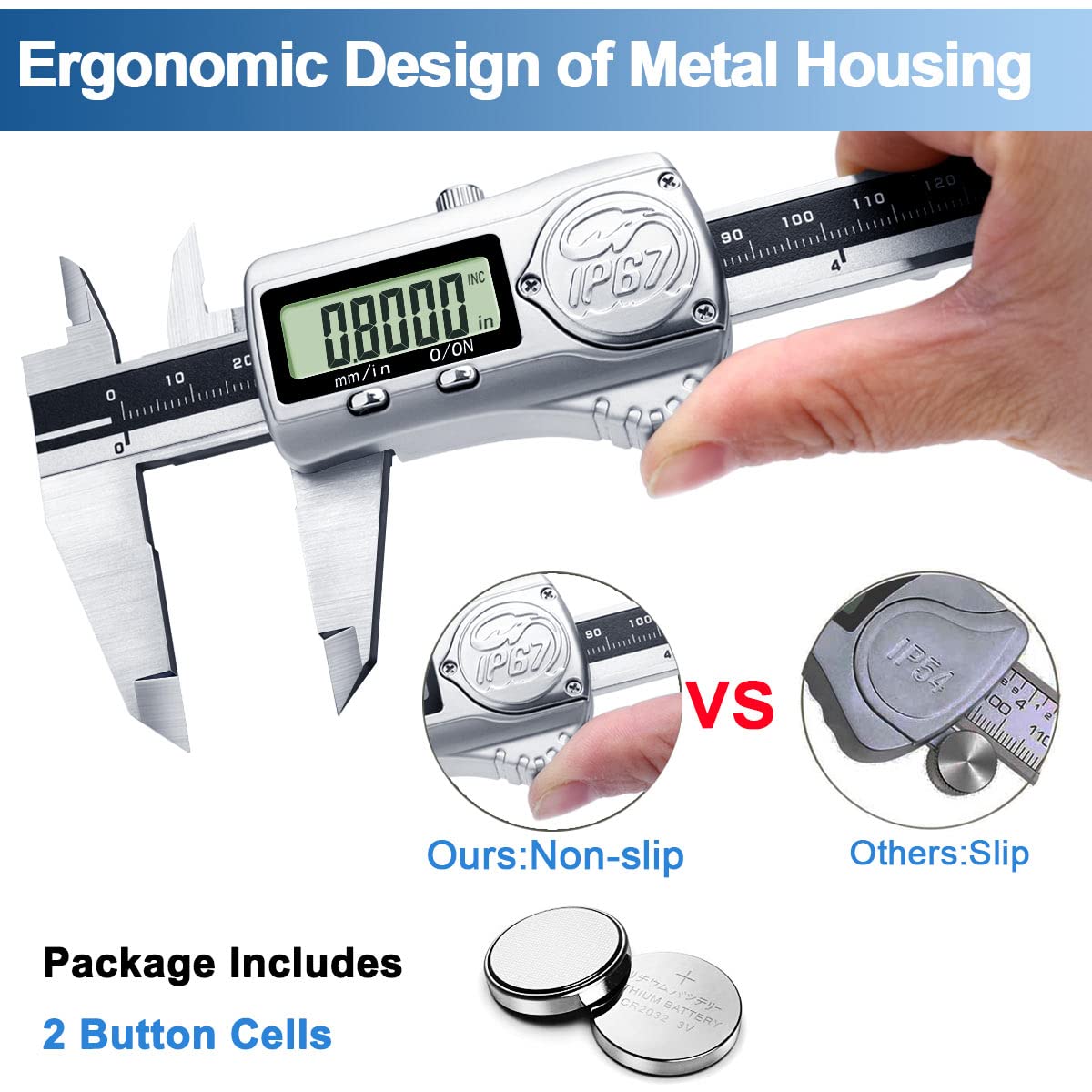 Kynup Digital Caliper, Calipers Measuring Tool with IP67 Waterproof, Extreme Accuracy, Stainless Steel Design, Auto Power Off, Switch from Inch Metric (6Inch/150MM)