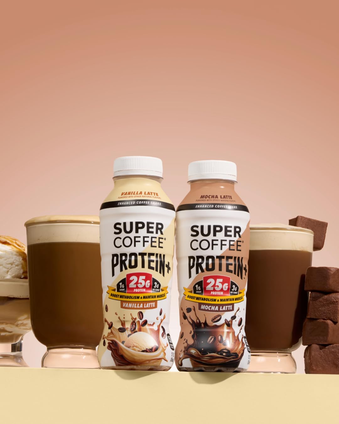 SUPER COFFEE Protein+, Keto Protein Coffee (0g Added Sugar, 25g Protein, 150 Calories) [Vanilla] 12 Fl Oz, 12 Pack | Iced Smart Coffee Drinks