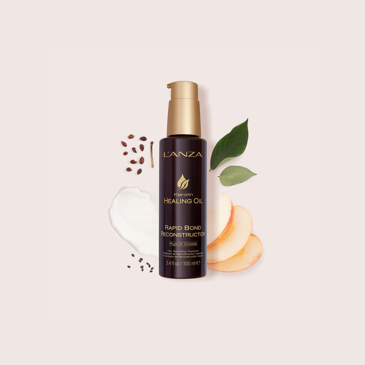 L'ANZA Rapid Bond Reconstructor - Keratin Healing Oil Hair Care Bond Restore Treatment, Phyto IV Complex Hair Repair Treatment for Damaged Hair & Dry Hair, Vegan Hair Split End Repair Serum (3.4Fl Oz)