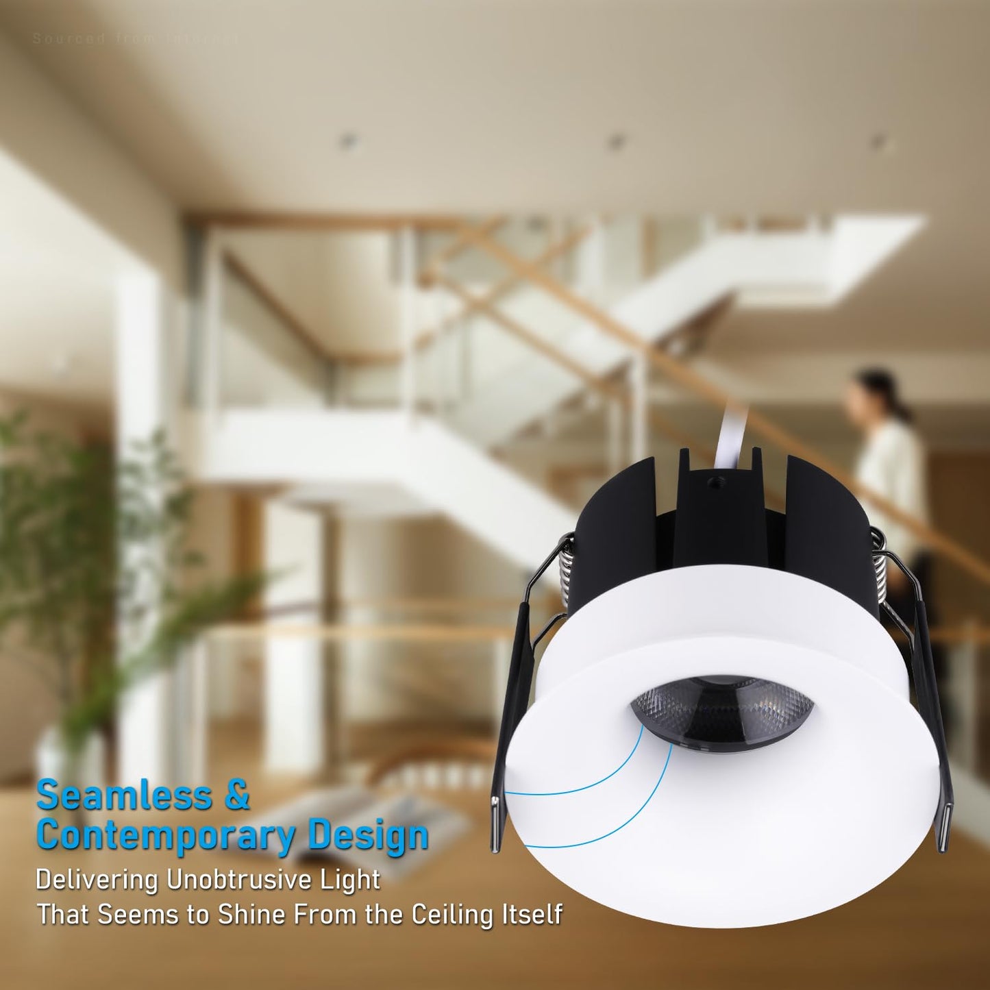 TORCHSTAR 5CCT Trimless 3 Inch LED Recessed Light, 12W 3 Inch Canless Dimmable LED Downlights with Junction Box, Curve Recessed Downlight, 2700K/3000K/4000K/4500K/6500K Selectable, CRI 90, Pack of 2