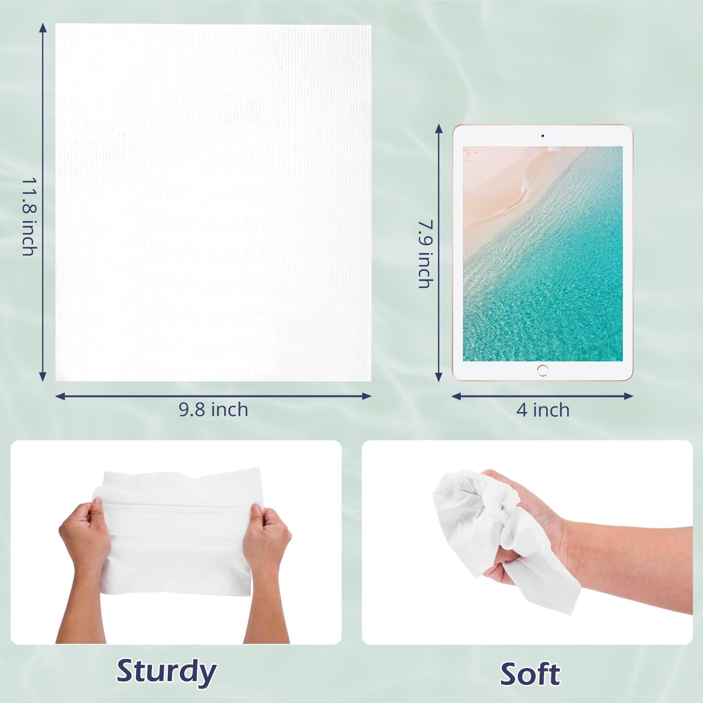 PureSoftness Disposable Face Towel, 100% Cotton, Extra Large 12" x 10", Soft Dry Wipe Face Wash, Makeup Remover, Biodegradable Towelette for Sensitive Skin 320 Count (4 Pack)