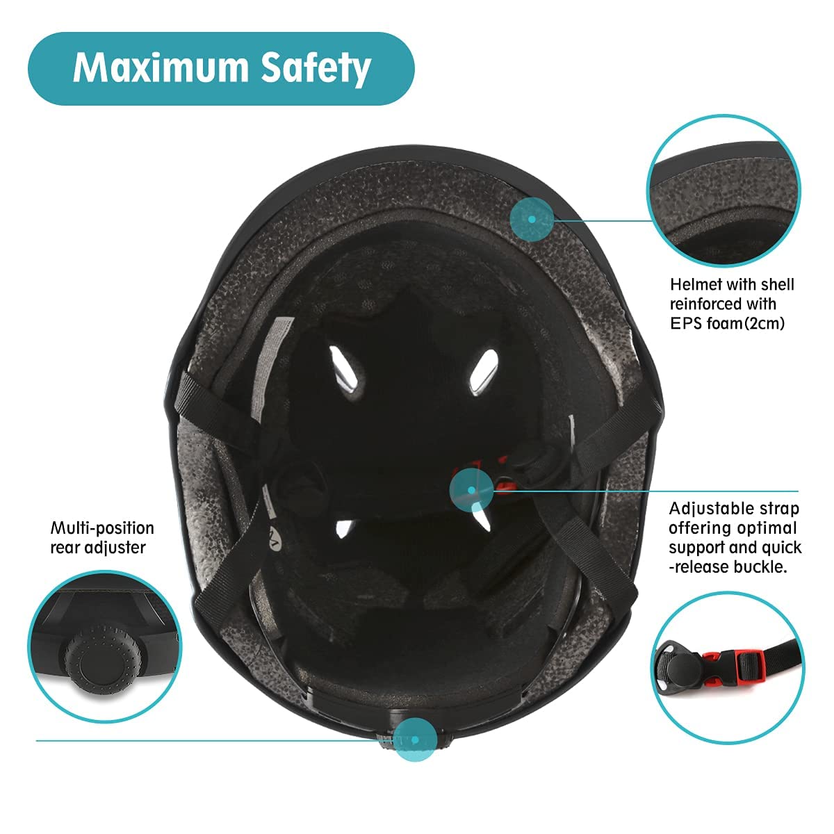 Skateboard Bike Helmet for Adults Adjustable Knee Elbow Pads Wrist Guards Protective Gear Helmets Set Teens for Bicycle Cycling Skate Scooter Bicycle Helmet