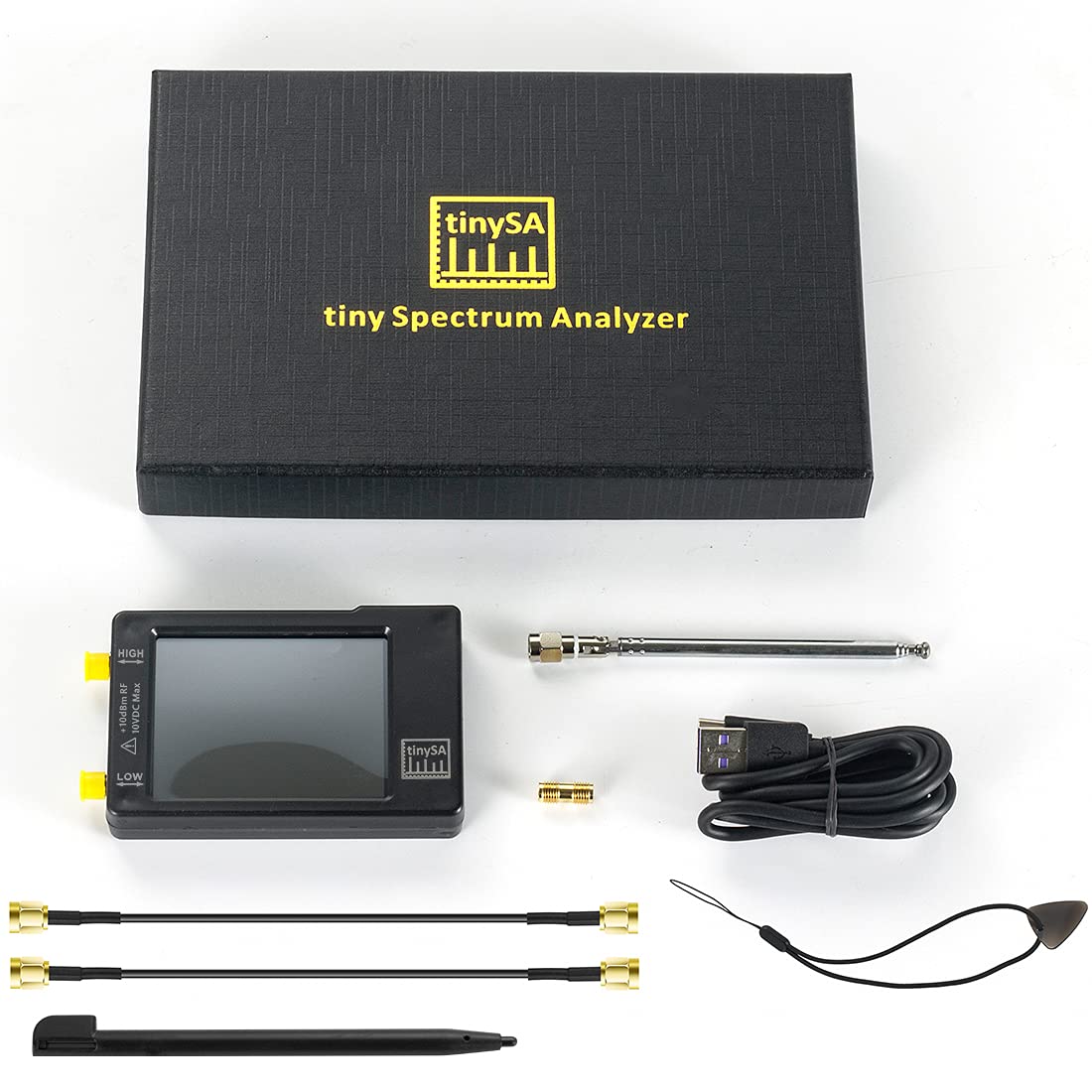 Portable Tinysa Spectrum Analyzer, AURSINC V0.3.1 Handheld Frequency Analyzer, Signal Generator 100kHz to 960MHz MF/HF/VHF UHF Input ESD Protected Function with 2.8 inch Touchscreen