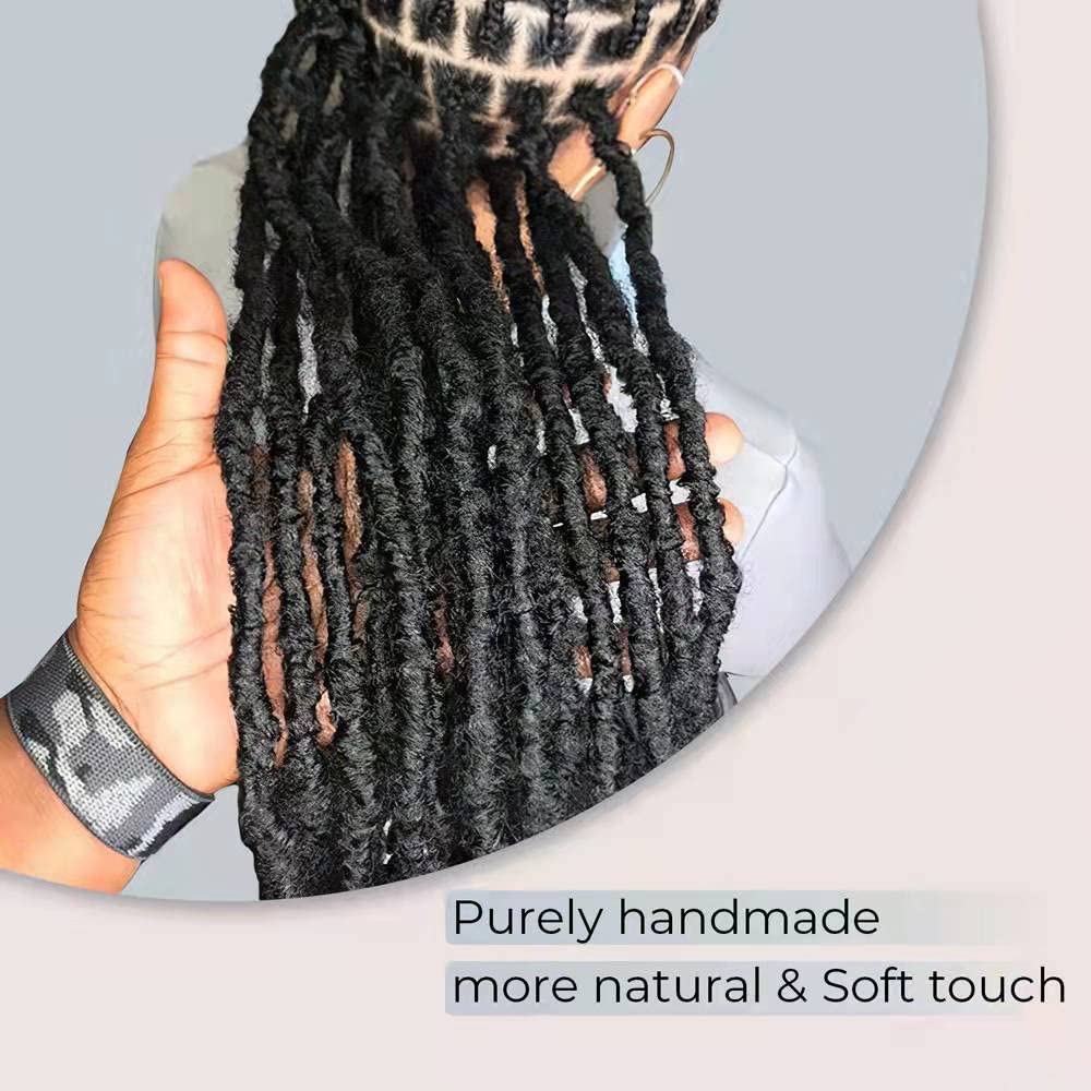 Niseyo Wild Locs 24 Inch Distressed New Faux Locs with Curly Ends 8 Packs Long Soft Pre-looped Goddess Locs Crochet Hair (1B, Natural Black)