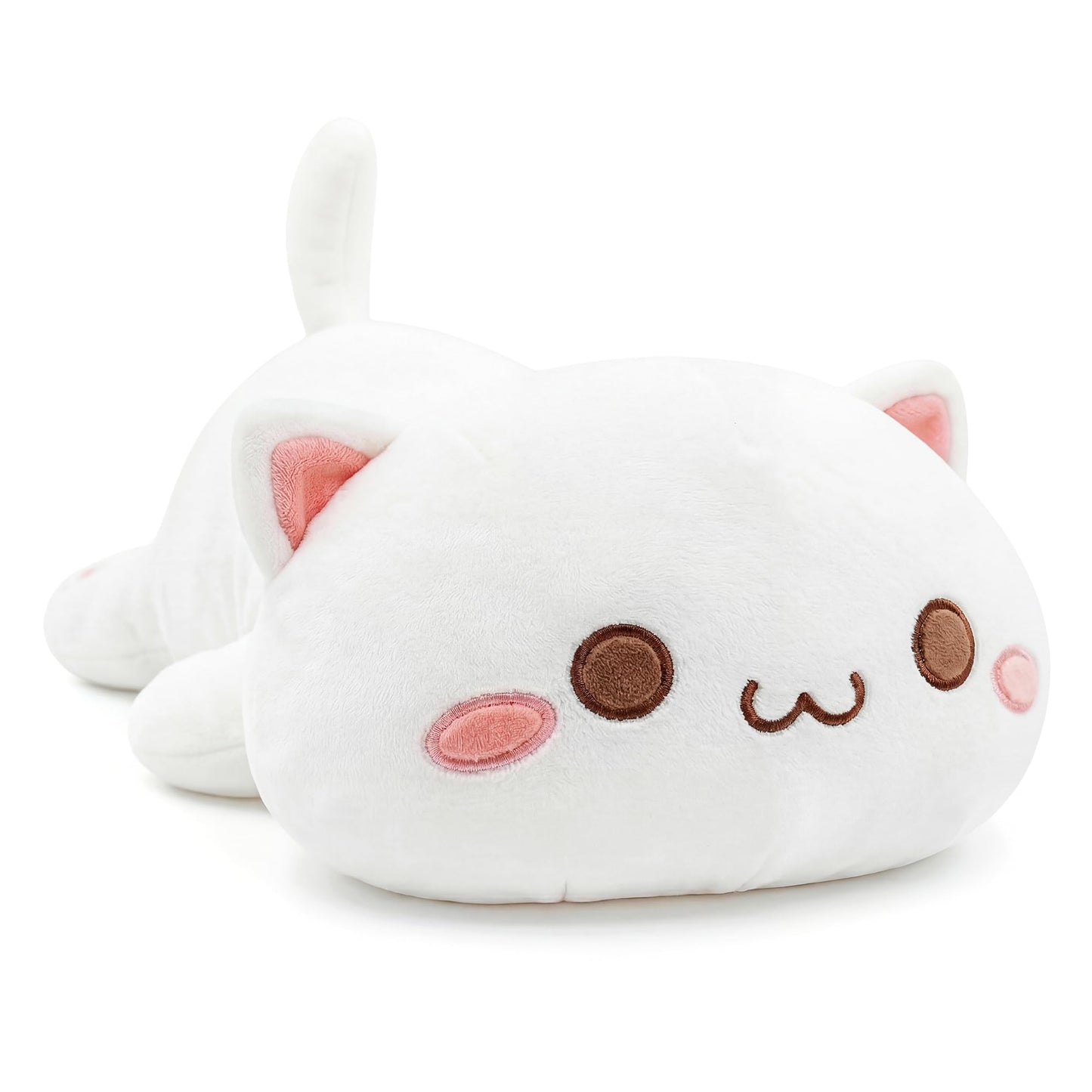 Onsoyours Cute Kitten Plush Toy Stuffed Animal Pet Kitty Soft Anime Cat Plush Pillow for Kids (White Cat A, 20")
