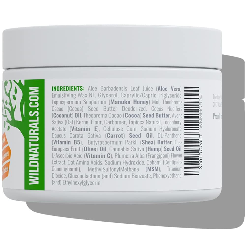 Wild Naturals Manuka Honey Moisturizer for Dry, Sensitive Skin – Eczema Relief Face Cream – Soothing Cream for Redness & Irritation – Face, Hand & Body Moisturizer for Women & Men