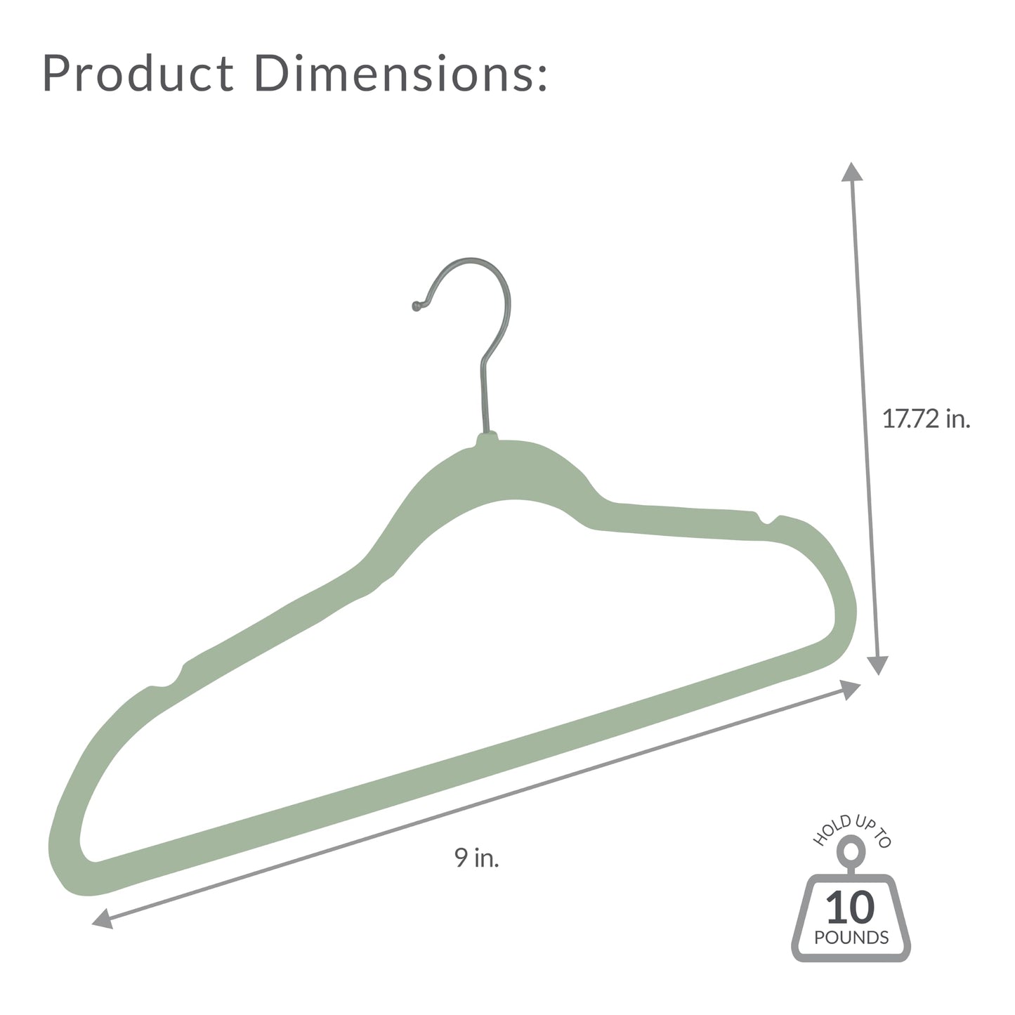 Simplify Slim Velvet Clothes Hangers | 50 Pack | Non-Slip | Shirts | Suit | Pants | Dresses | Garments | Closet Storage & Organization | Durable | Sage